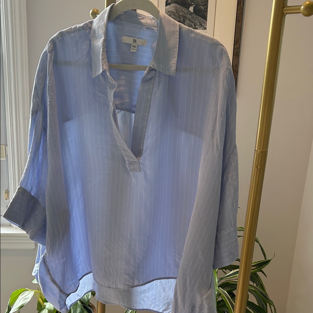 Banana Republic Light Blue Pinstripe Relaxed Button-Down Shirt